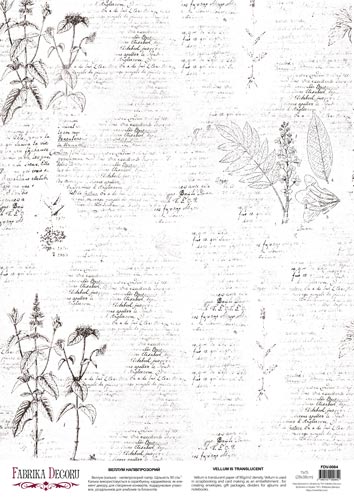 Arkusz kalki z nadrukiem, Deco Vellum, format A3 (11,7" х 16,5"), "Botany Spring 1" - Fabrika Decoru