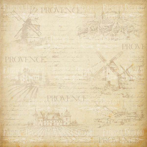 Blatt doppelseitiges Papier für Scrapbooking Journey to Provence #46-01 12"x12" - foto 0  - Fabrika Decoru