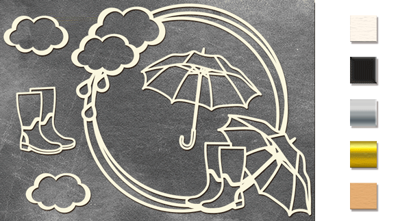  Набор чипбордов "Круглая рамка с зонтиками" #473 color_Milk