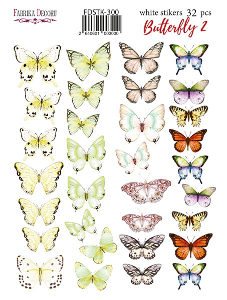 Aufkleberset 32 Stück Schmetterling #300 - Fabrika Decoru
