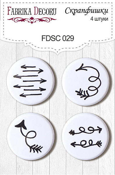 Set mit 4 Flair-Buttons für Scrapbooking #029 - Fabrika Decoru