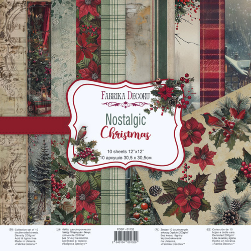 Double-sided scrapbooking paper set Nostalgic Christmas 12"x12", 10 sheets
