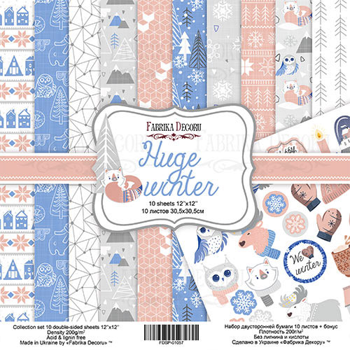 Double-sided scrapbooking paper set Huge Winter 12"x12", 10 sheets