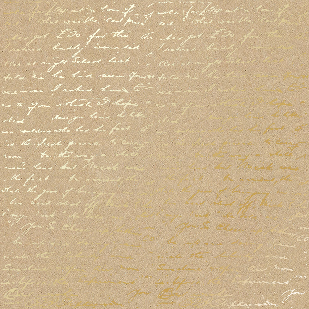 лист односторонней бумаги с фольгированием, дизайн golden text kraft, 30,5см х 30,5см