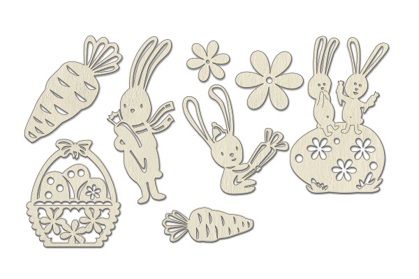 Chipboard embellishments set, "Easter bunnies" #178