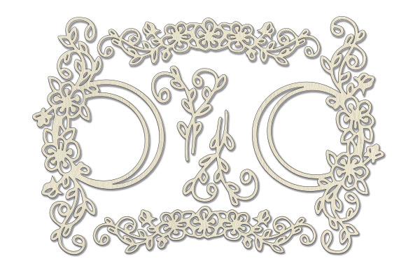 Chipboard embellishments set, Frame with swirls  #778