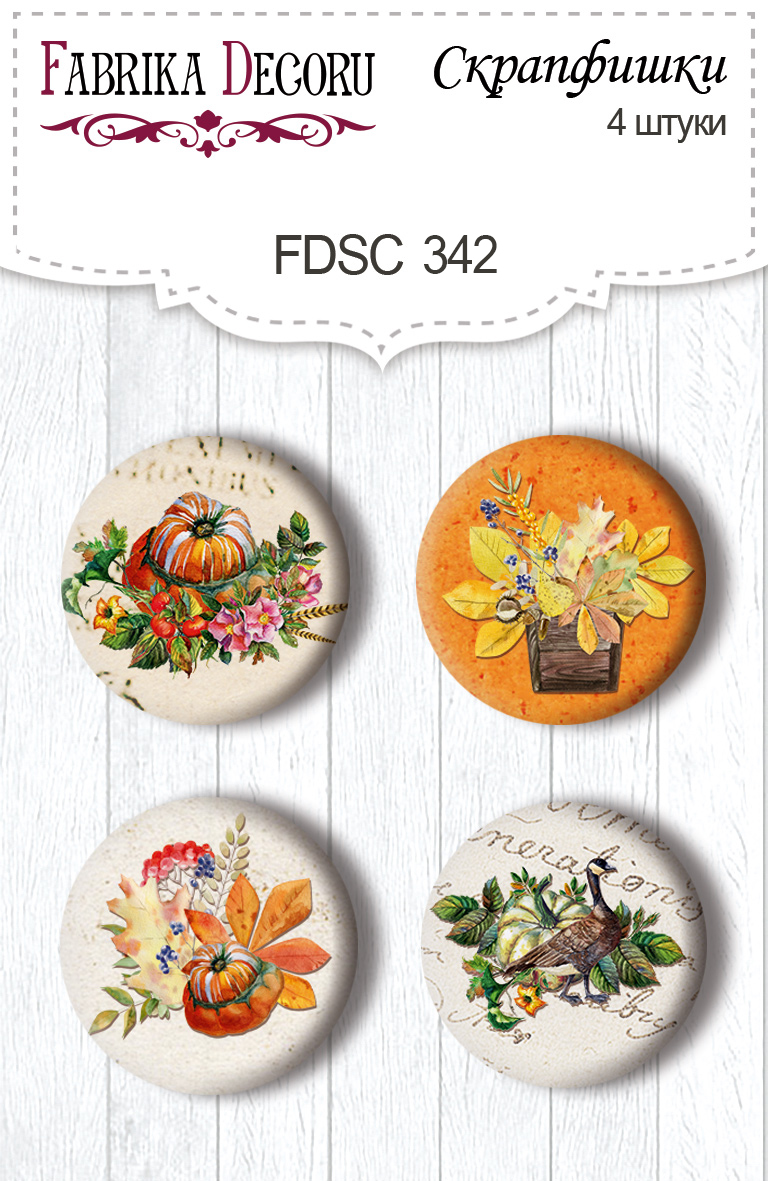 4er Set Flair Buttons zum Scrapbooking "Botany Autumn Redesign 1" #342 - Fabrika Decoru