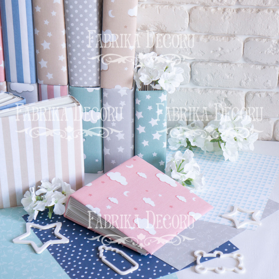 Blank album with a soft fabric cover White and blue stripes 20cm х 20cm - foto 2