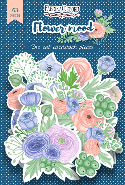 Set of die cuts Flower mood, 63 pcs