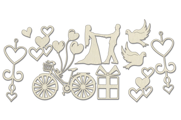 Chipboard embellishments set, "Wedding of our dream 2" #120