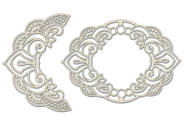 Chipboard embellishments set,  Frame and border with curls #524