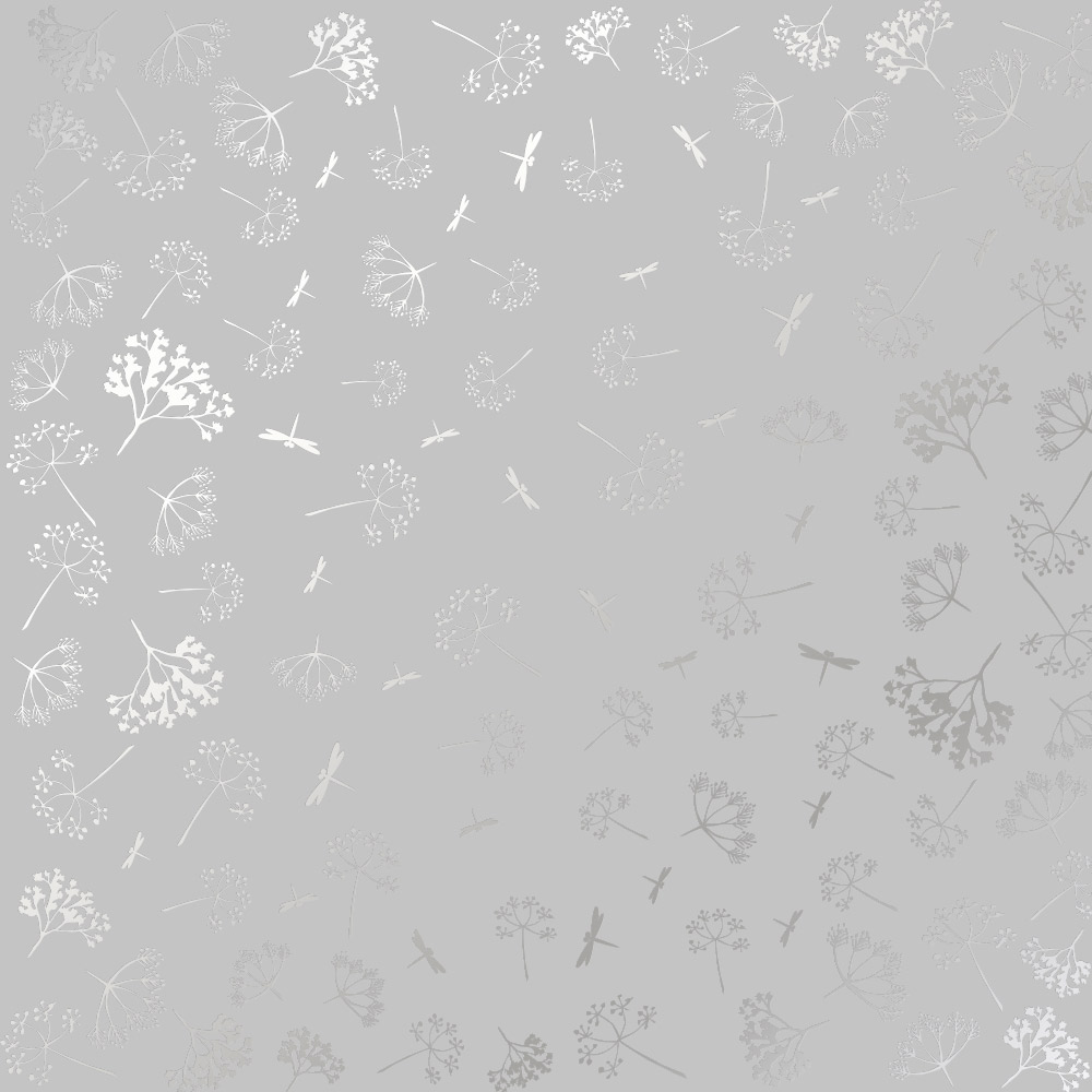 Blatt aus einseitig bedrucktem Papier mit Silberfolie, Muster Silber-Dill-Grau, 30,5 x 30,5 cm - Fabrika Decoru