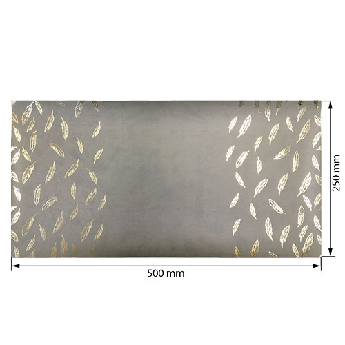 Piece of PU leather for bookbinding with gold pattern Golden Feather Gray, 50cm x 25cm - foto 0