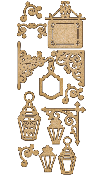 set of mdf ornaments for decoration #144