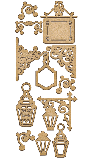 Set of MDF ornaments for decoration #144