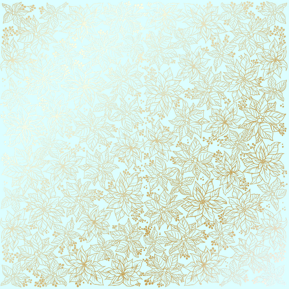 лист односторонней бумаги с фольгированием, дизайн golden poinsettia mint, 30,5см х 30,5 см