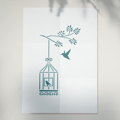 Stencil mini for crafts 15x10cm "Bird in a cage 2" #151_2 - foto 0