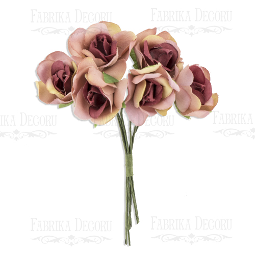Rosenblüten, Farbe Helles Bordeaux, 6St - Fabrika Decoru