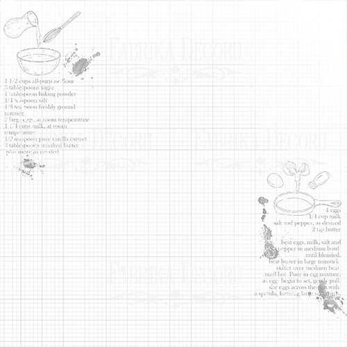 Blatt doppelseitiges Papier für Scrapbooking Soul Kitchen #45-03 12"x12" - Fabrika Decoru