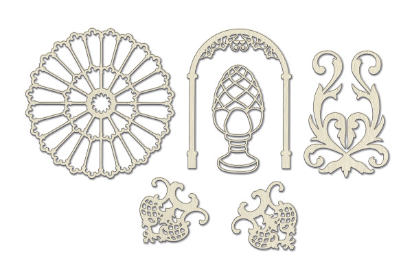 Chipboard embellishments set, Antique decorations #2  #676