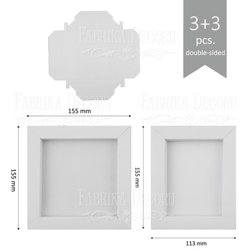 Ramki na zdjęcia - zestaw tekturowych wykrojów ramek na zdjęcie 6 szt., 155 x 155 mm i 155 x 113 mm - Fabrika Decoru