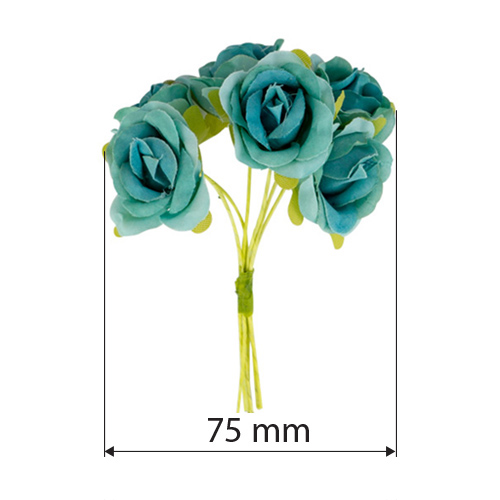 Rose flowers, color Turquoise, 6pcs - foto 0