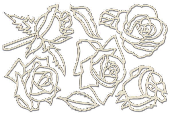 Chipboard embellishments set, "Roses" #027