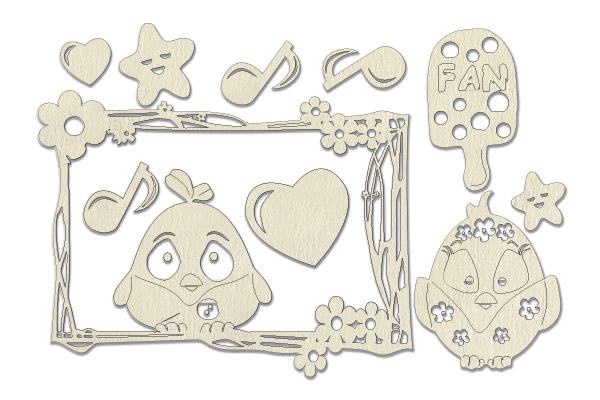 Chipboard embellishments set, Cutie sparrow boy #607