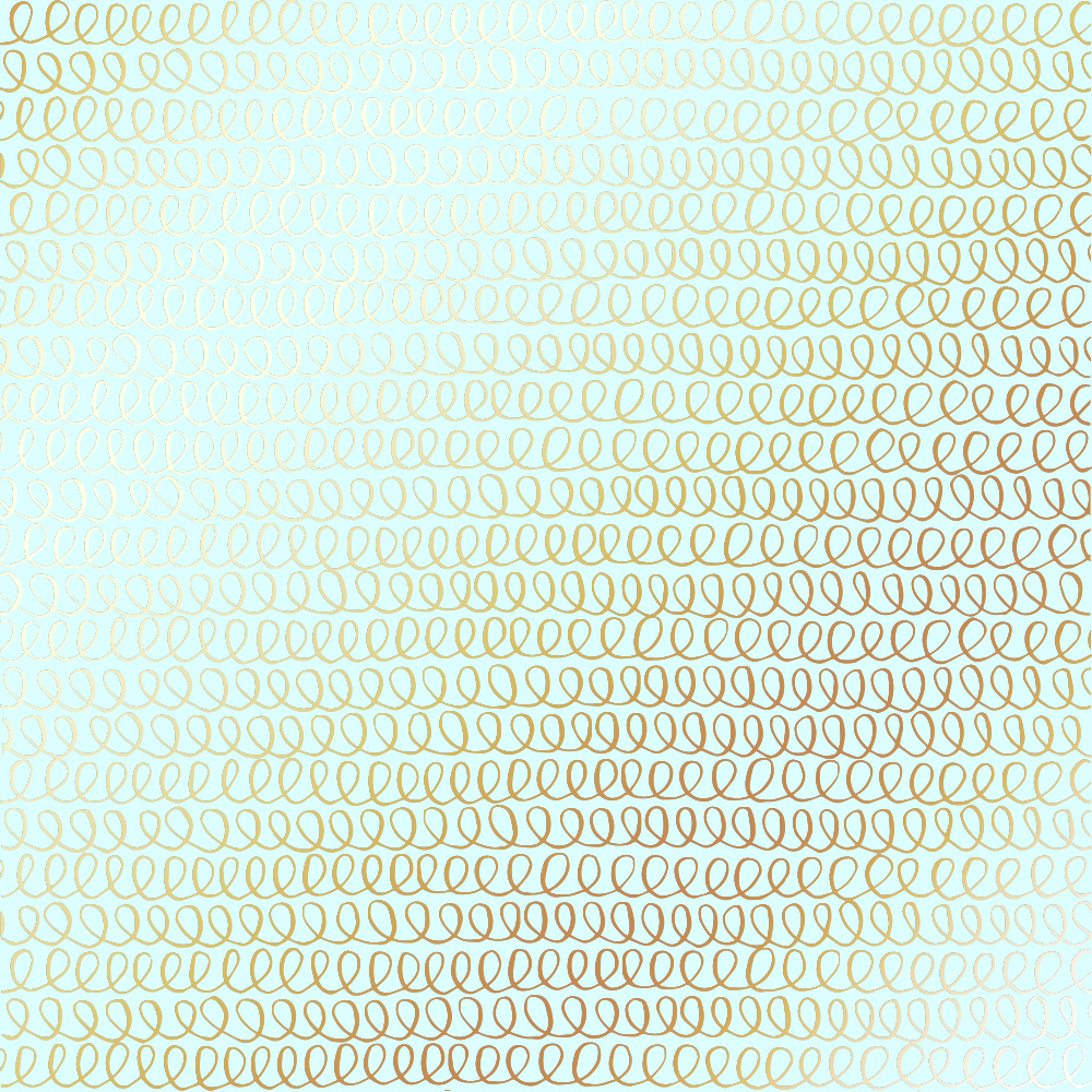 Blatt aus einseitigem Papier mit Goldfolienprägung, Muster Golden Loops Mint, 12"x12" - Fabrika Decoru