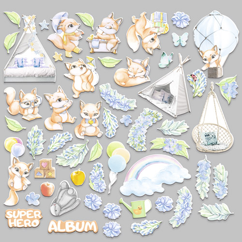 Set of die cuts Funny fox boy, 57 pcs - foto 1