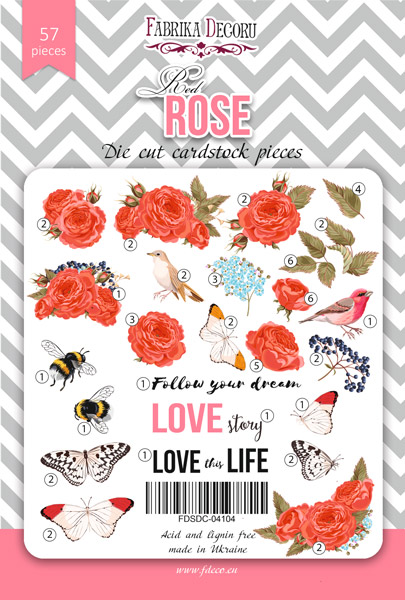 Set of die cuts Red Rose, 57 pcs - foto 0