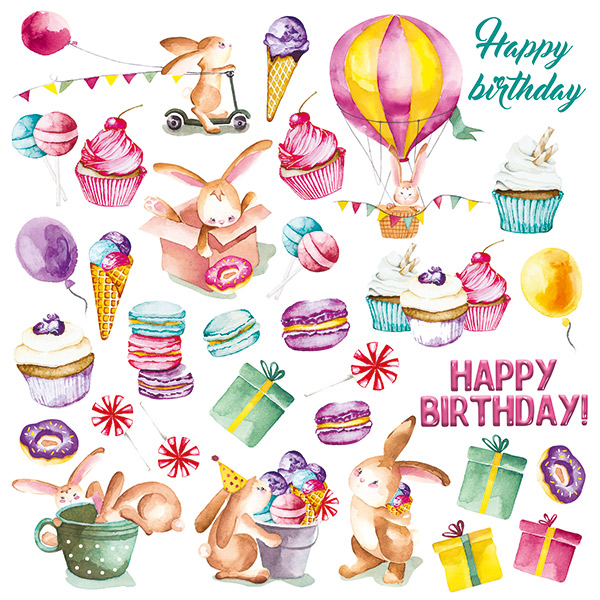 лист с картинками для вырезания sweet birthday 20х20 см лист с картинками для вырезания sweet birthday 20х20 см