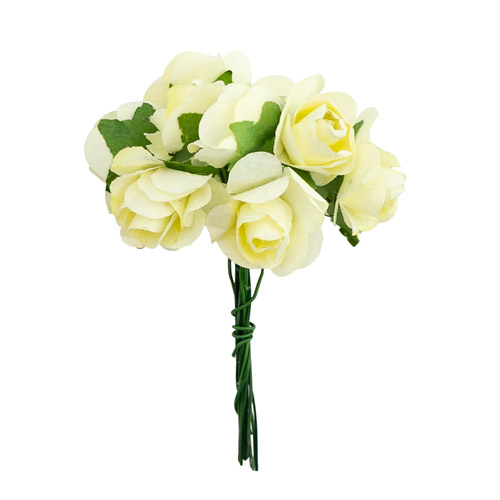 Bouquet of small rose flowers, color Ivory, 12pcs