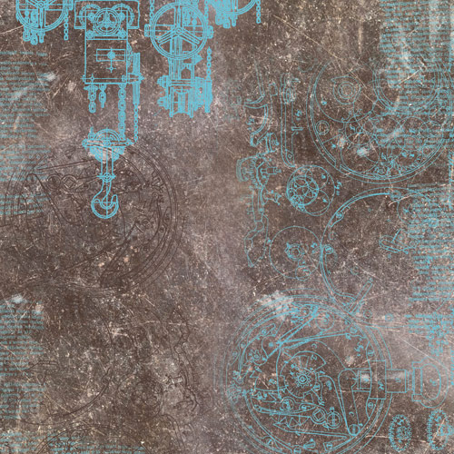 лист двусторонней бумаги для скрапбукинга grunge & mechanics #1079-5 30,5х30,5 см