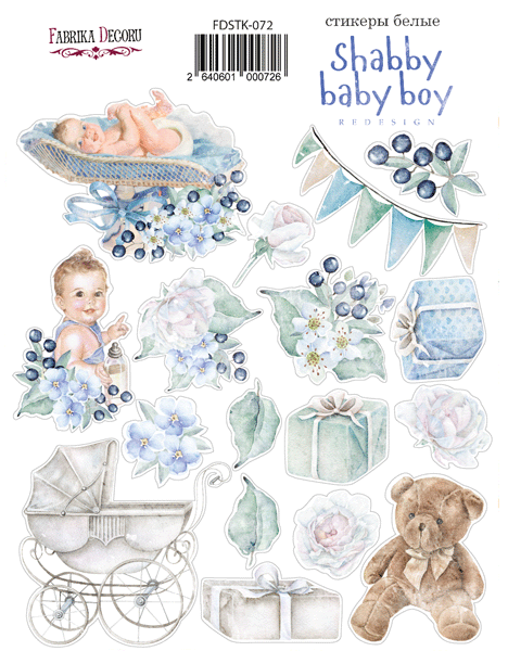 Aufkleberset #072, "Shabby Baby Boy Redesign" - Fabrika Decoru