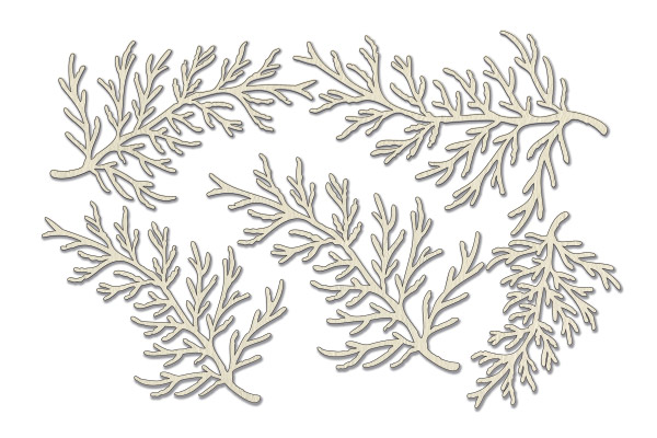 Chipboard embellishments set, Thuja twigs   #637