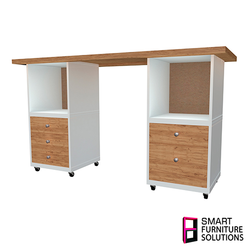 Uniwersalny, przekształcalny stół warsztatowy1600x600x900 mm, zestaw: blat, 2 szuflady, 2 sekcje, 2 ruchome platformy - foto 2  - Fabrika Decoru