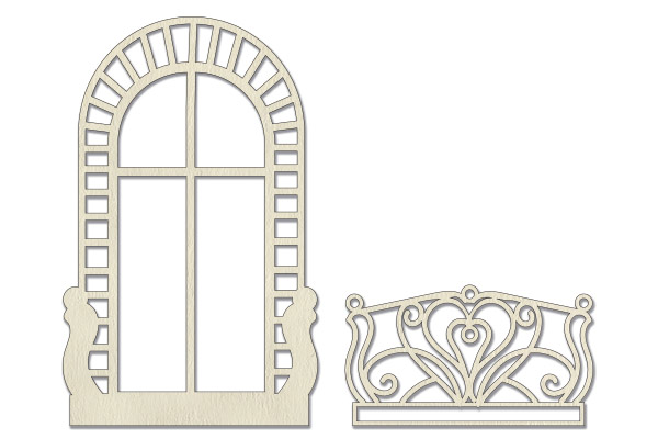 Chipboard embellishments set, Arched window FDCH-573