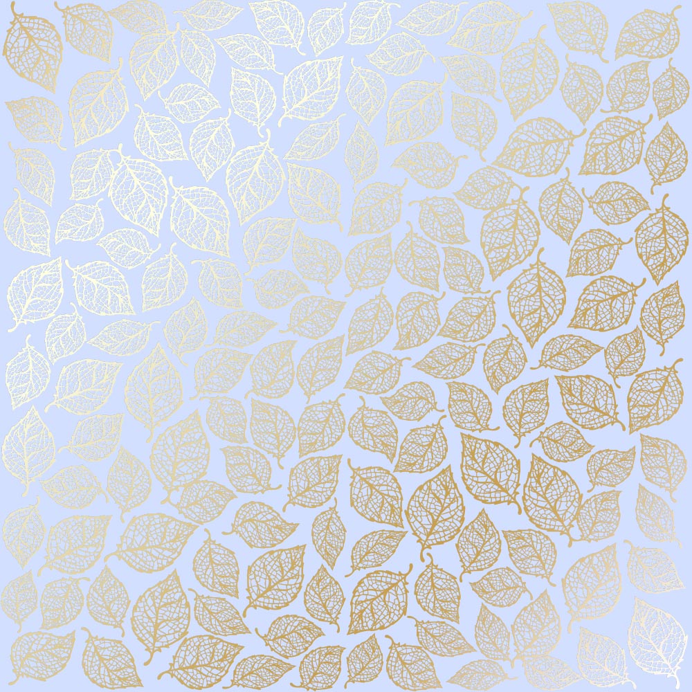 Blatt aus einseitigem Papier mit Goldfolienprägung, Muster Golden Leaves mini, Farbe Lila - Fabrika Decoru