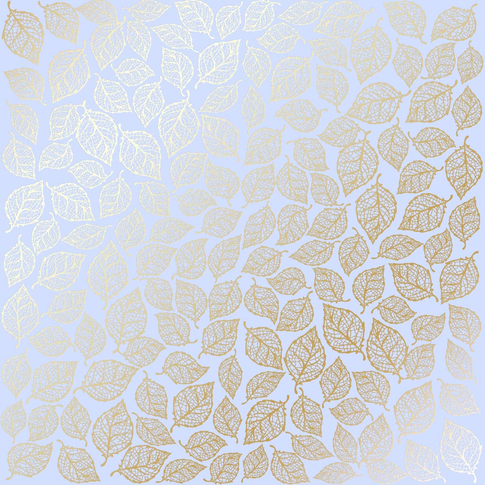 Sheet of single-sided paper with gold foil embossing, pattern Golden Leaves mini, color Purple