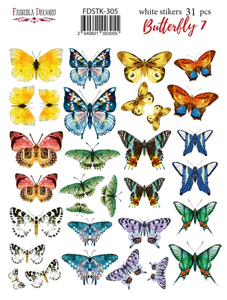 Aufkleberset 31 Stück Schmetterling #305 - Fabrika Decoru