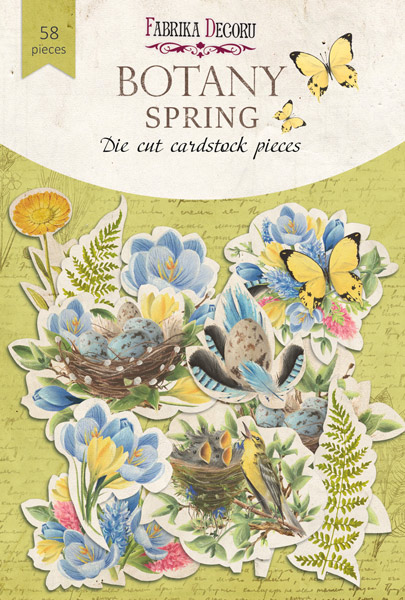 Zestaw wycinanek, kolekcja "Spring Botany", 58szt - Fabrika Decoru