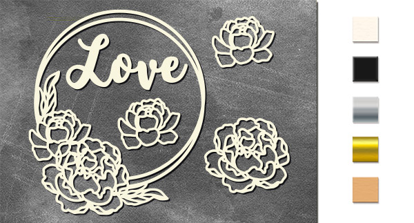 Chipboard embellishments set, Peony Passion #733