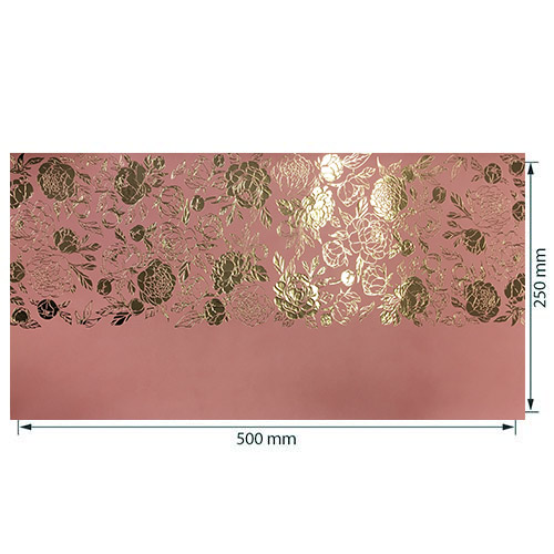 Skóra PU do oprawiania ze złotym wzorem Golden Peony Passion, kolor Rose vintage, 50 cm x 25 cm  - foto 0  - Fabrika Decoru