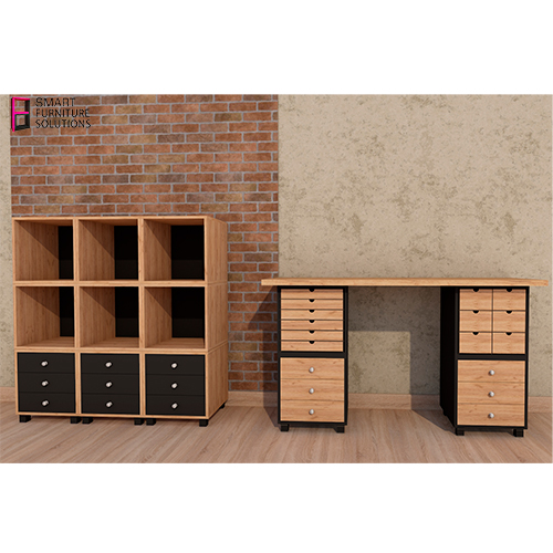 Schrank mit 3 schubladen, Korpus Schwarz, Fronten Schwarz, 400mm x 400mm x 400mm - foto 5  - Fabrika Decoru