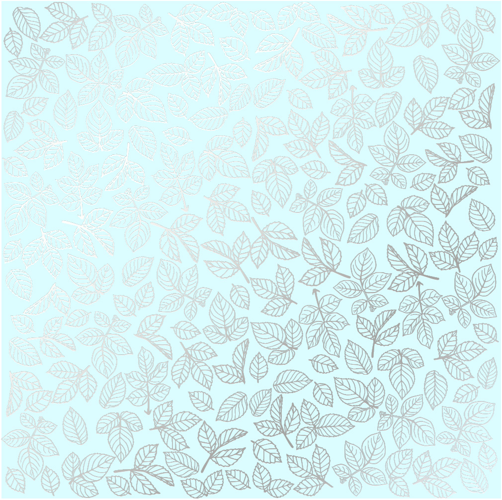 лист односторонней бумаги с серебряным тиснением, дизайн silver rose leaves, mint, 30,5см х 30,5см
