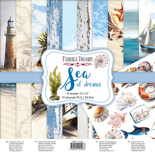 Double-sided scrapbooking paper set Sea of dreams 12”x12", 10 sheets