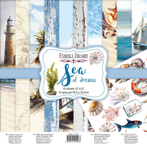 Zestaw papieru do scrapbookingu Sea of dreams , 30,5 cm x 30,5 cm - Fabrika Decoru