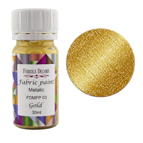 Metallic-Acryl-Stofffarbe, Gold, 30ml - Fabrika Decoru