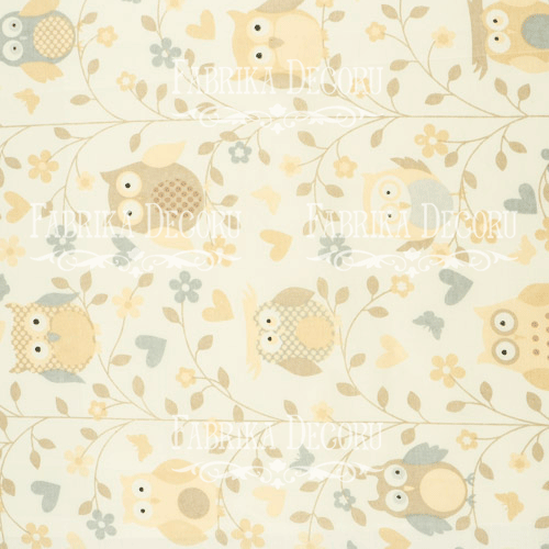 Fabric cut piece 35X75 Cream owls